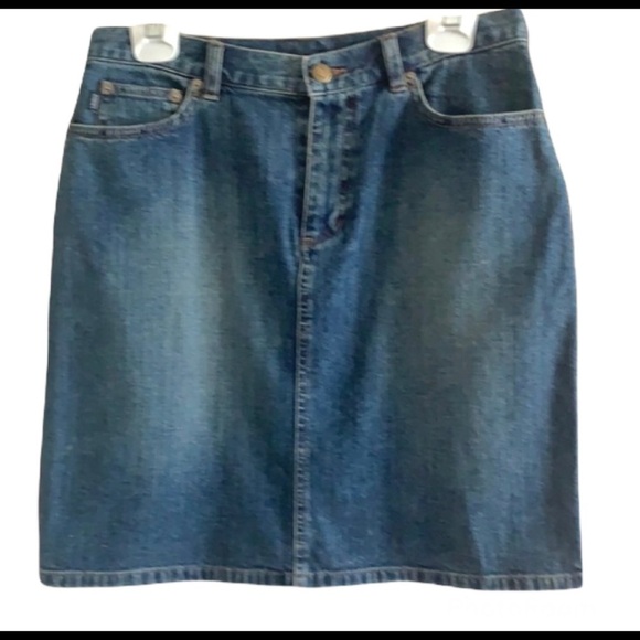 VINTAGE🧚‍♀️RALPH Lauren dark blue wash jean mini skirt size 10P - Picture 1 of 11